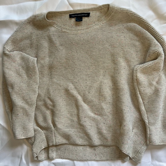 French Connection Beige 3 Quarter Sleeve Sweater With Small Colour Speckles. - Picture 1 of 5